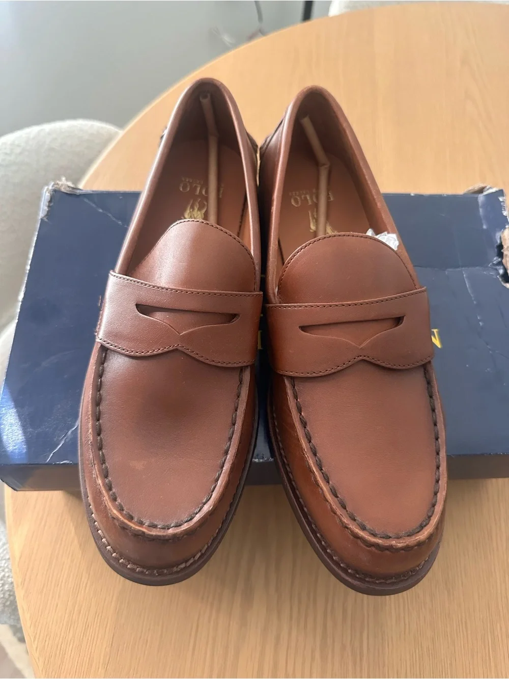 Halston Heritage Men's Cognac Leather Penny Loafers